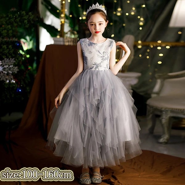 お買い得ピアノ発表会 ドレス 子供 キッズドレス 子供服 ロング丈 ガール ロングドレス 子供ドレス 刺繡 ノースリーブ フラワーガール ベールガール リングガール プリンセスドレス フラワーガール