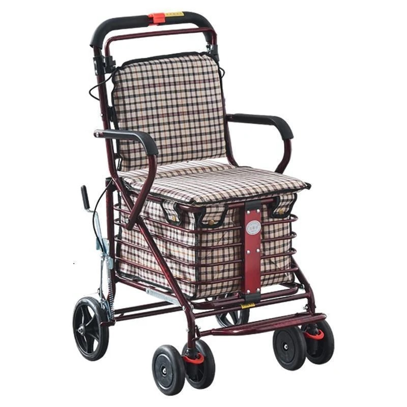 シルバーカー 老人用 手押し車 折りたためる フットペダル付き 高齢者 買い物カート おしゃれ 歩行介助 補助具 散歩 座面付き 高さ調節