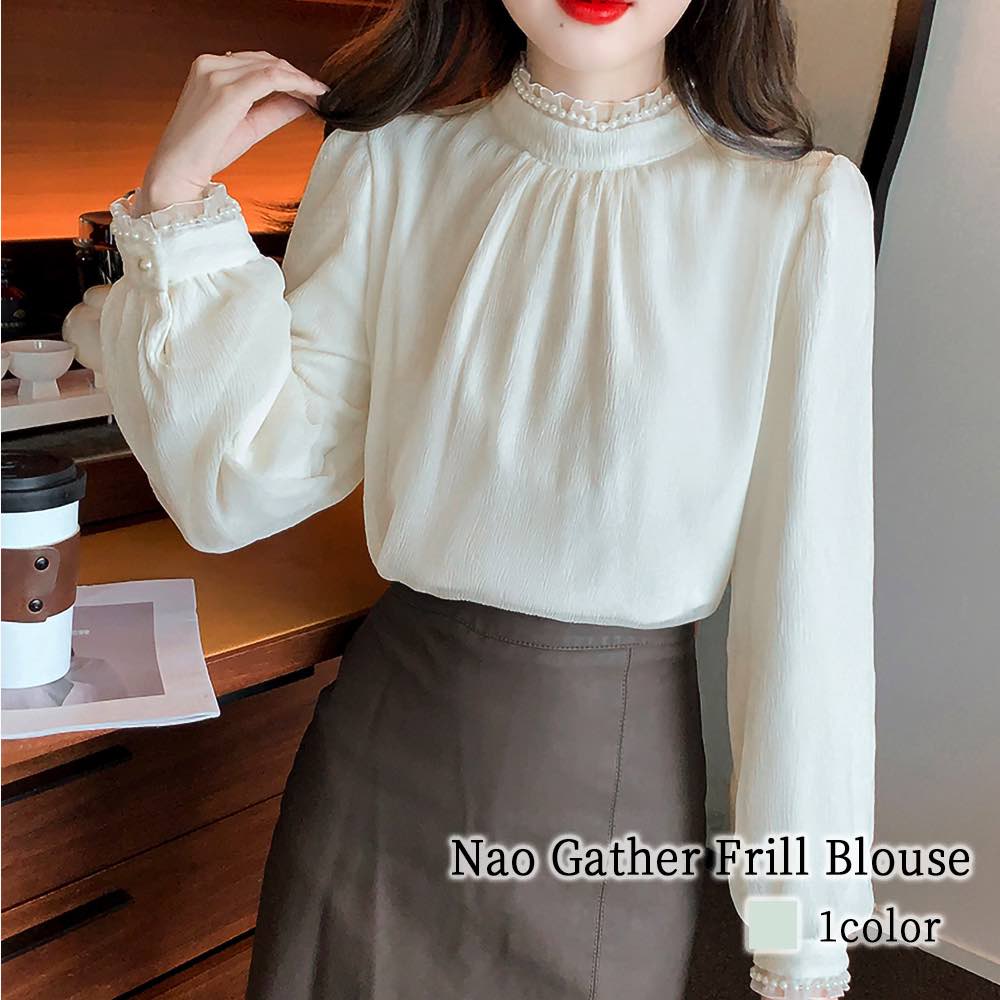 ブラウス レディース 衿ギャザーフリルブラウス フリル ブランド きれいめ スーツ ワンピース 長袖 カットソー 冬 Tシャツ ノーアイロン 事務服 高品質 オフィス レース 黒 おしゃれ ボウタイ