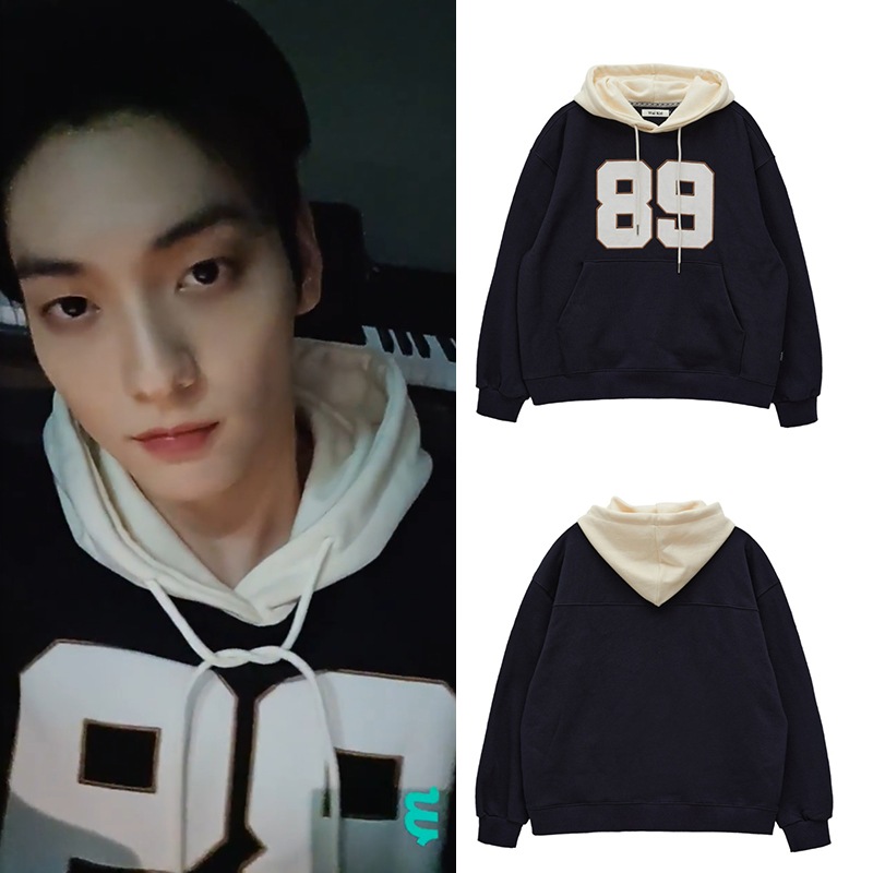 [TXT スビン,8TURN へミン着用]Color block 89 logo hoodie NAVY