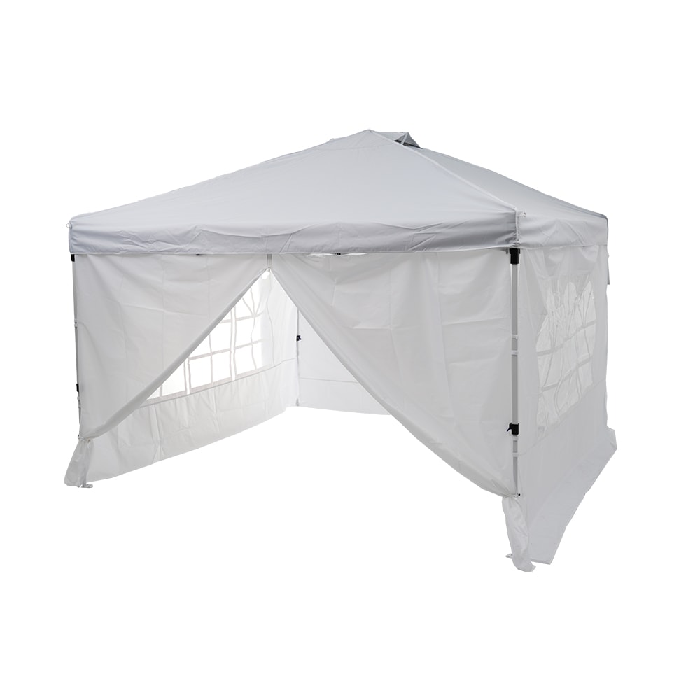 ホワイト】タープテント 3m サイドシート4枚付 UV加工 撥水 ワンタッチ