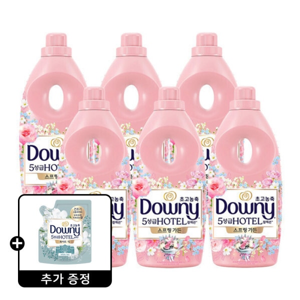 다우니 호텔컬렉션 섬유유연제 스프링 가든 1L 6개 +다우니 화이트티 200mL 1개 증정