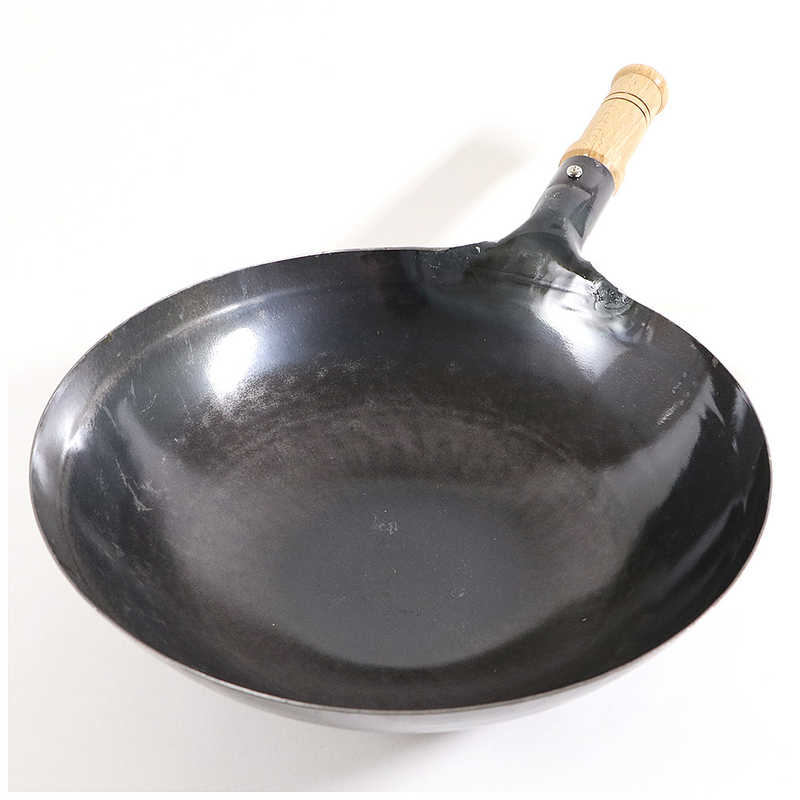 カンダ　鉄打出木柄片手中華鍋 36cm　001059
