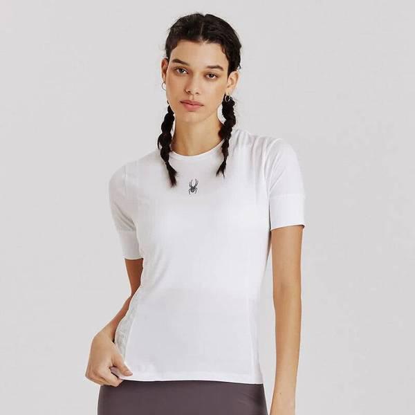 女性トレーニングドットレタリング半袖TシャツSPIMCNRS252WWHT 710325