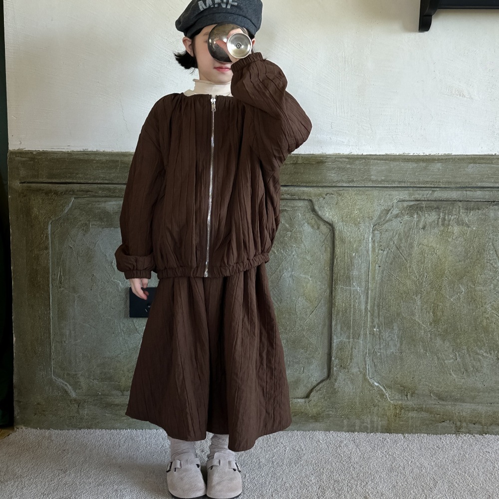 子供用スーツ2025秋モデル女の子用韓国版純色ジッパー2点セット子供用カジュアル綿長袖ハーフスカートセット 8,363円