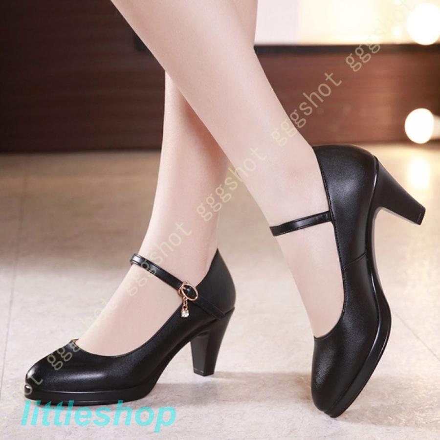 激安セール 厚底 アンクル ストラップ 付き パンプス ハイヒール ヒール 高め ラウンドトゥ ヒール 太め レディース OL 6cm 大きいサイズ 8CMヒール 歩きやすい 可愛い