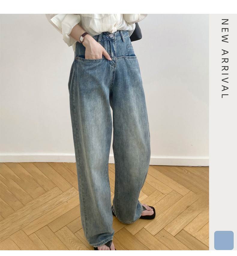 ボトムス レディース デニムパンツ ジーンズ ジーパン Gパン ワイドパンツ ビッグポケット ストレート ハイウエスト 大人可愛い シンプル カジュアル おしゃれ お洒落 かっこいい こなれ感 ラフ