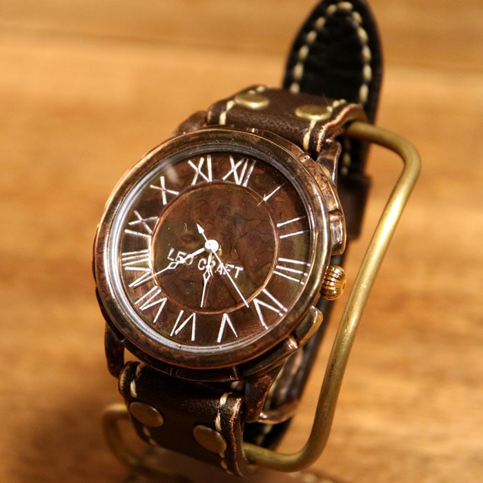 手作り時計 LEOCRAFT PB-GW351 [ 時計 手作り オシャレ おしゃれ ハンドメイド ヨーロッパ レザー レザーベルト 女性 プレゼント ギフト 受注生産 レトロ アンティーク レディー