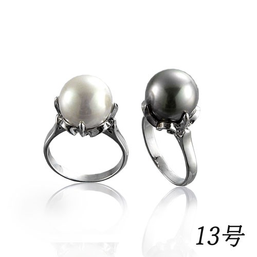 大粒貝パール指輪 ２本組（１３号）[ 指輪 リング レディース 2本組 シルバー ホワイト 12mm