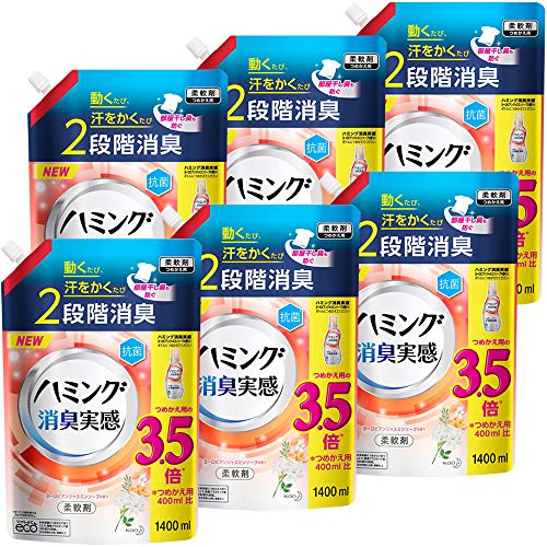 【ケース販売】ハミング消臭実感 ヨーロピアンジャスミンソープの香り 詰め替え1400ml*6個 梱販