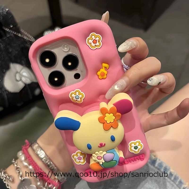 Qoo10] サンリオ スタンド付き ウサハナ 3Dシリコン う : スマホケース