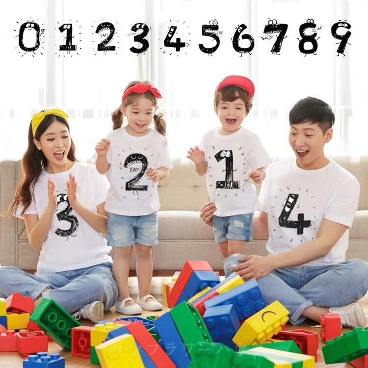 【超お得1つ買うと10個もらえる】急速出荷リンクコーデ 親子 ペアルック 親子コーデ 春 夏 シャツ 数字 親子ペアルック 親子服 ママ 娘