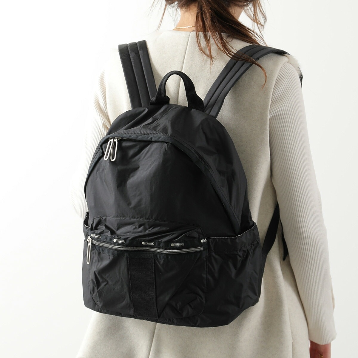 LeSportsac レスポートサック バックパック ESSENTIAL MED BACKPACK 1311 レディース ナイロン リュック 軽量 ロゴ 鞄 C363/BLACK-C
