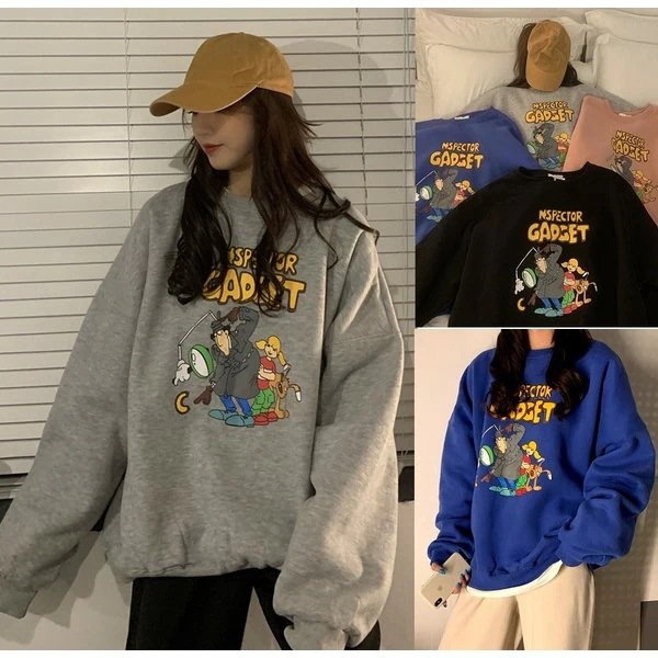 トレーナー レディース キャラ プリント スウェット 韓国 ファッション ビッグシルエット