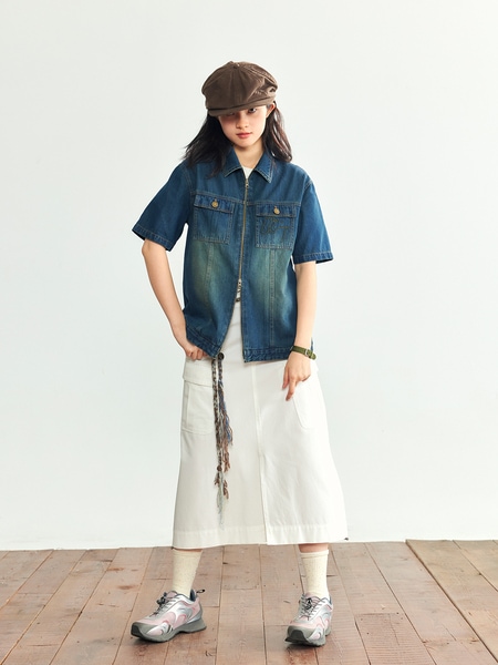 レトロデニム初春の新作半袖