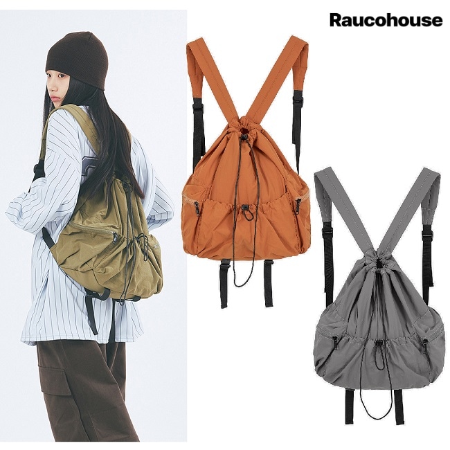 Butter String Multi-Pocket Backpack 3色 (UNISEX) 新商品 韓国人気 男女共用 デイリー ファッション 旅行用 日常 ストリートファッション