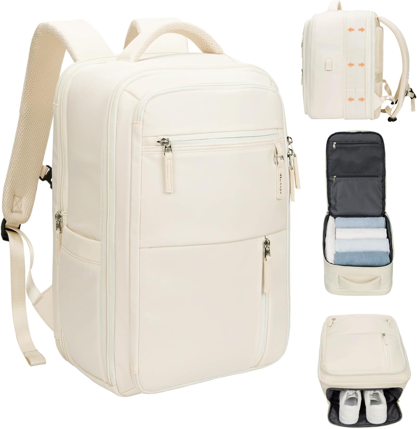 USB充電ポート付き拡張可能な大型ラップトップバックパック盗難防止仕様のトラベルハイキング用バックパック