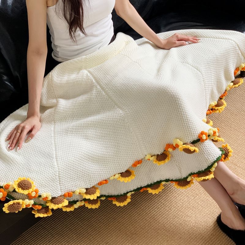 完成品のバラの花束ブランケットひまわりのギフト手作りの花束ブランケット