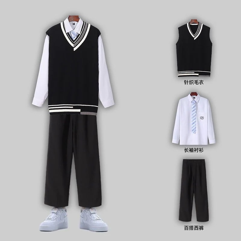 3点セット半袖メンズシャツ カジュアル上着+ジーンズ 韓国ファッション Tシャツ夏服 涼しく楽ちんセットアップ 制服
