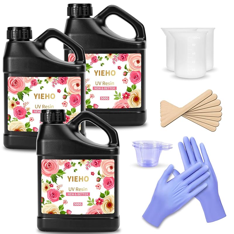 YIEHO 1500g UVレジン液, 大容量アップグレードされた超透明で硬いUV レジン液速硬化-レジン初心者向け Resin UV/LED対応DIYハンドメイドジュエリー, 工業用鋳造樹脂アートワ