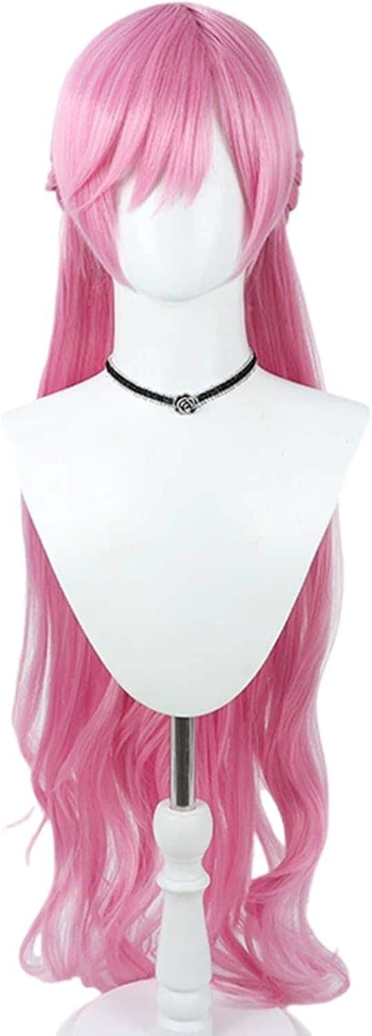 コスプレウィッグ虹ヶ丘ましろピンクロングカール三つ編み耐熱文化祭小物ハロウイーンウィッグかつらネット付きコスチューム