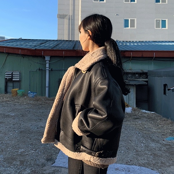 ラテ ボア レザー ムートン (2color) *ルーズフィット オーバーフィット ボアフリース ベルト*