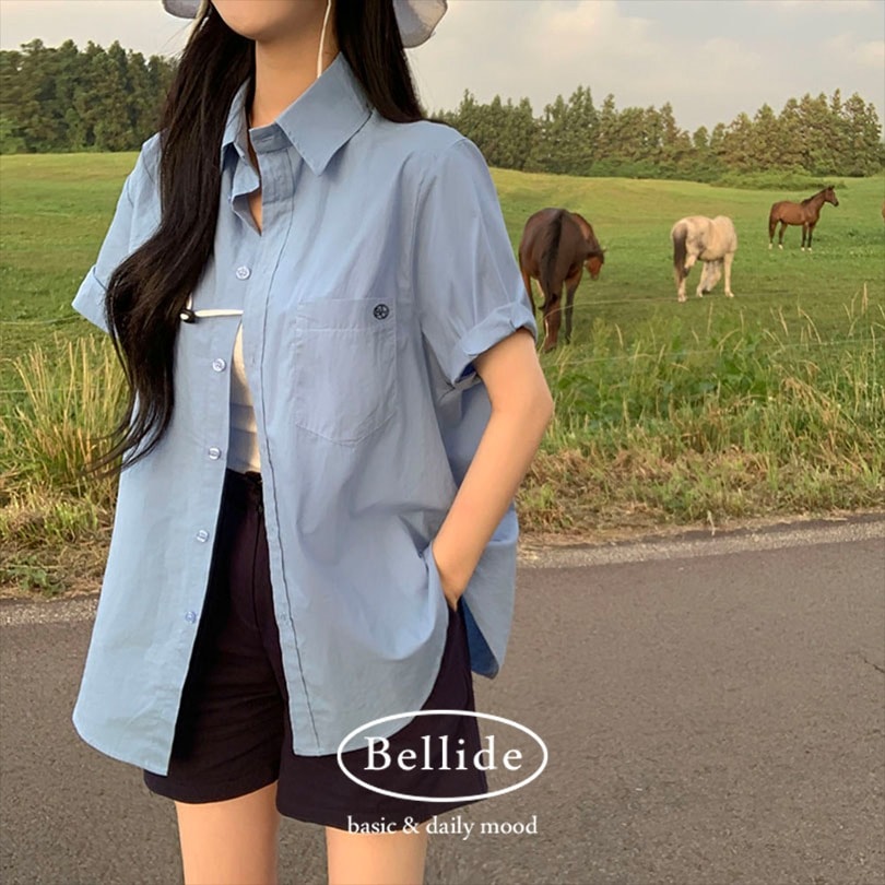 韓国の女性ファッション/ [MADE] バックピンタックオーバーフィットシャツ bs1142