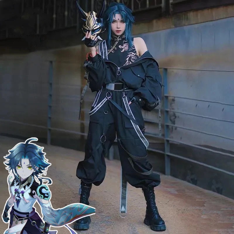 しょう Genshin 男女兼用 コスプレ 帯付き 【降魔大圣】 三眼五显仙人 上下セット 魈 原神 セットアップ 人気