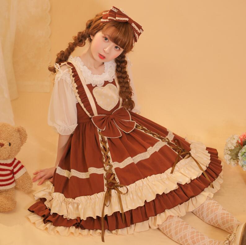 可愛いロリータ服 ロリータワンピース ジャンパースカート 甘ロリータ プリンセスドレス 可愛いワンピース 水玉柄 フリル フレアワンピース 大人コスチューム ゴスロリ ハロウィン コスプ