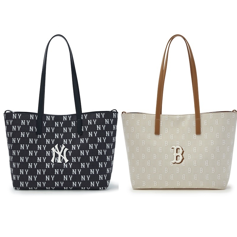 3AORM015N 正規品保証 関税負担なし 韓国限定販売 冬の新商品 クラシックモノグラム ジャカード ショッパーバック ニューヨークヤンキース