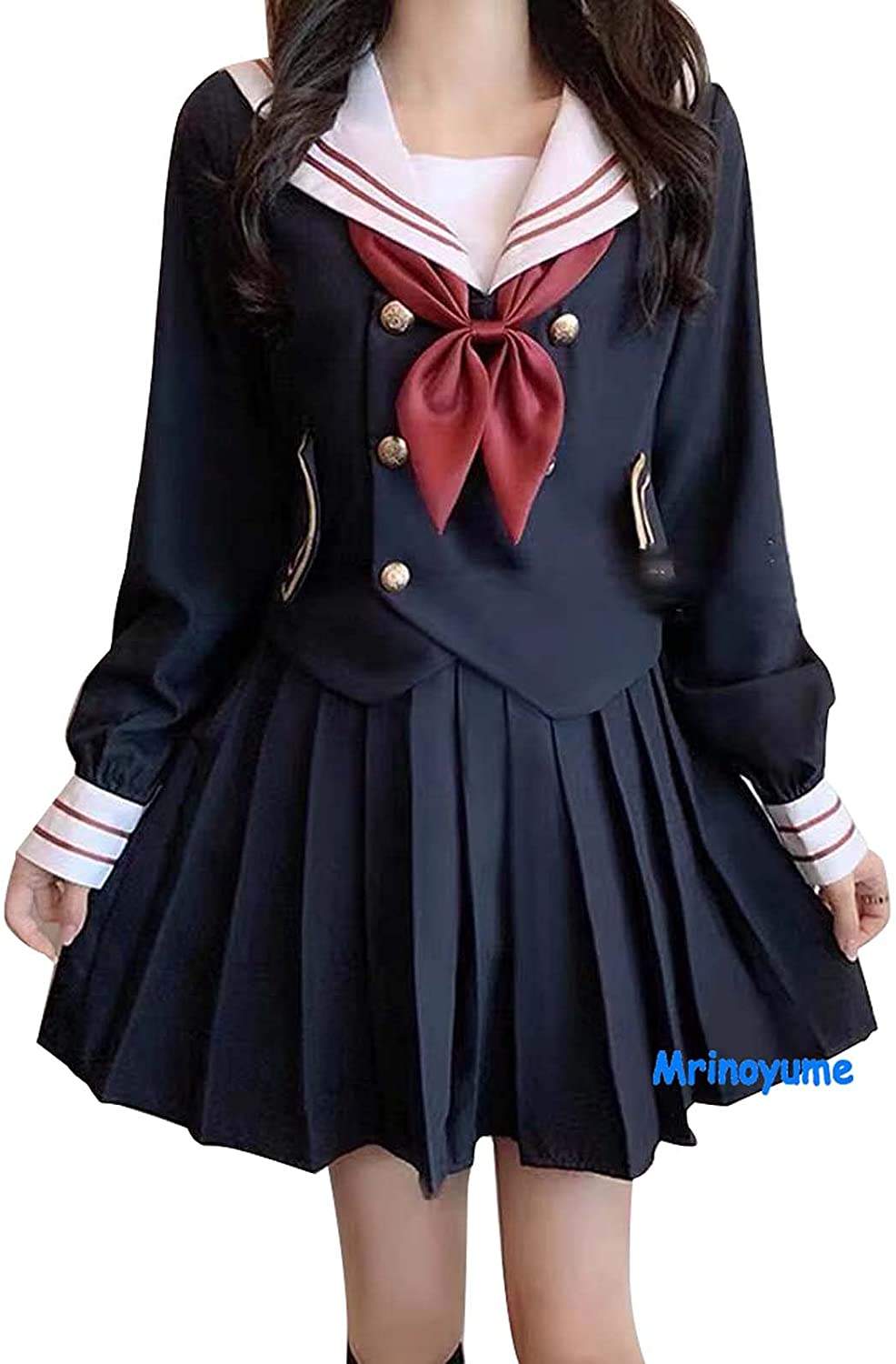 セーラー服 コスプレ 大きいサイズ 半袖 ロングスカート 白心谷 本格的 JK制服 4点セット 未来