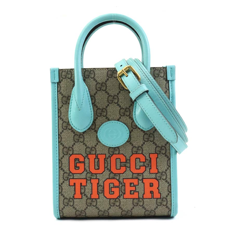 グッチ GUCCI ハンドバッグ ショルダーバッグ GGスプリームキャンバス ブルー系×ブラウン レディース 671623 90005g