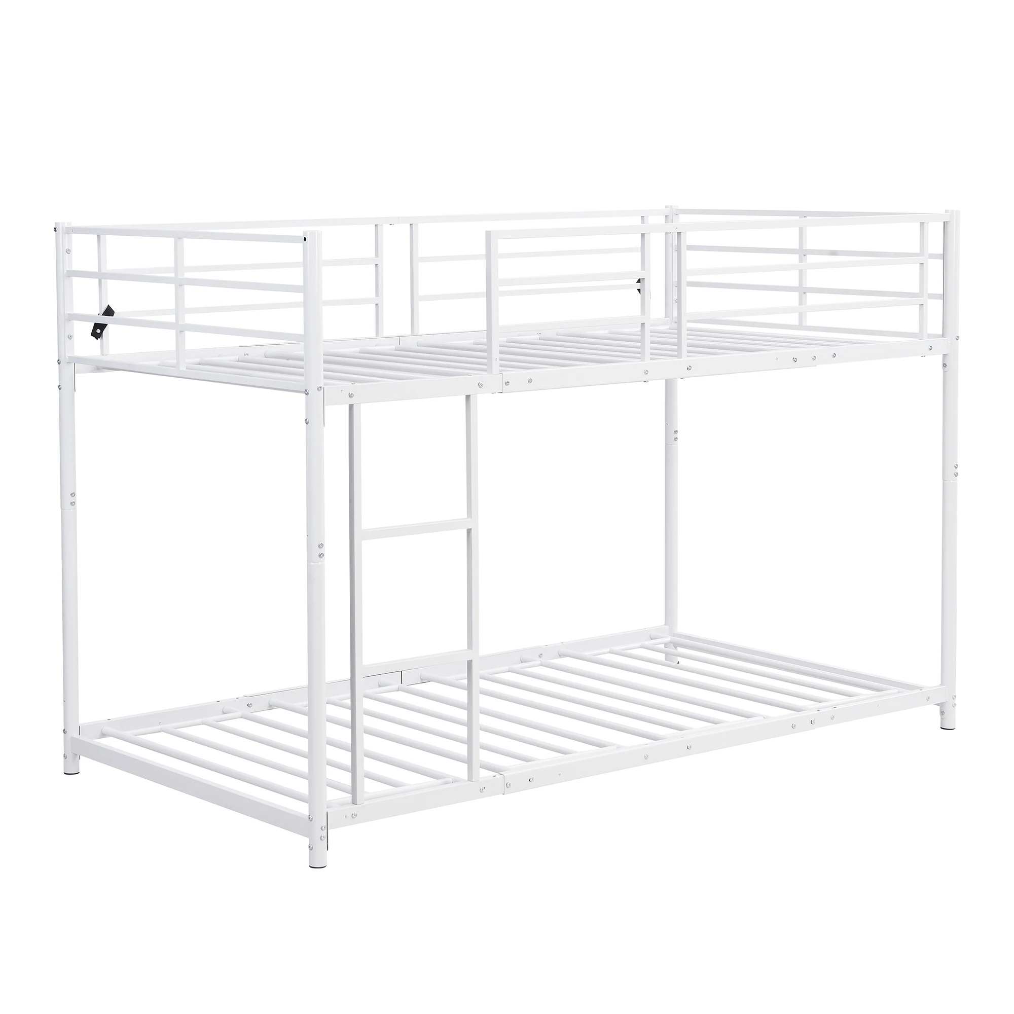 87【新作】【ホワイト】二段ベッド 2段ベッド スチール 耐震 ベッド シングル パイプベッド 2段ベット パイプ 金属製 頑丈 垂直はしご ロータイプ 2段ベッド 業務用二段ベッド 社員寮 学生寮