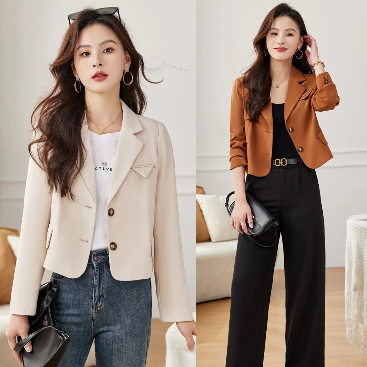 2024人気新品 秋 ショート今週の割引は 25% オフですスーツ レディース スーツ 通勤 着痩せ トップス アウター KLY メガ割 5,116円