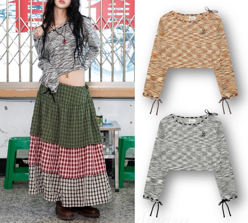 (W) Sunny Day Crop Crochet Pullover Knit (WXK017)