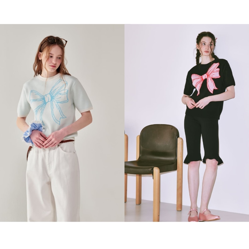 Ribbon 半袖Knit　RIBBON ITALY COTTON SHORT KNIT 6colors