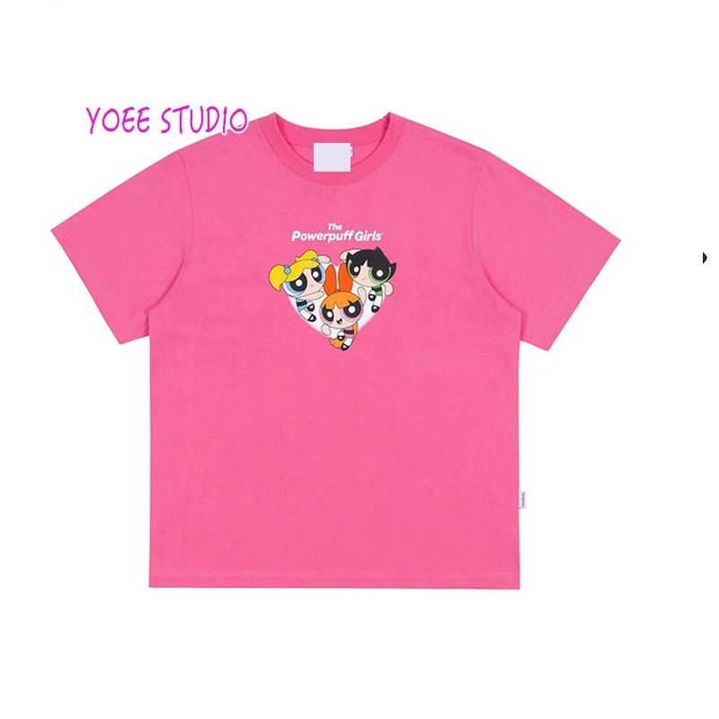 2023 クラシック漫画かわいいパワーパフガールズプリント T シャツルーズコットン半袖夏新作