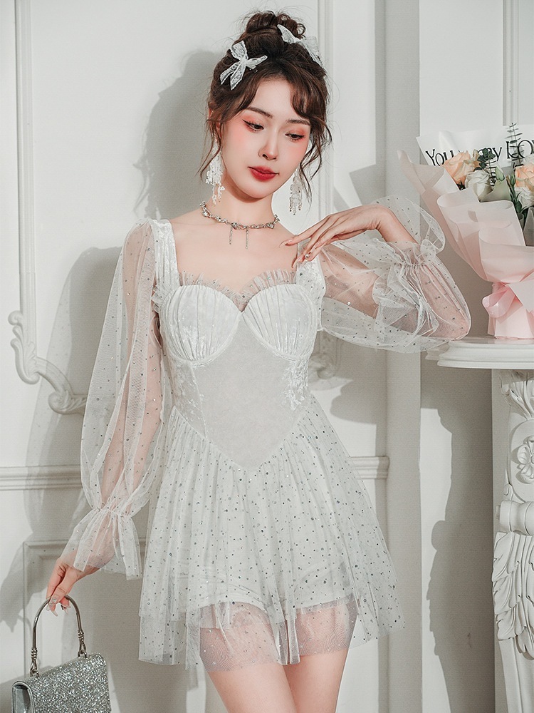 水着ワンピース水着オールインワンレディース水着保守的お腹を隠す着やせ水着