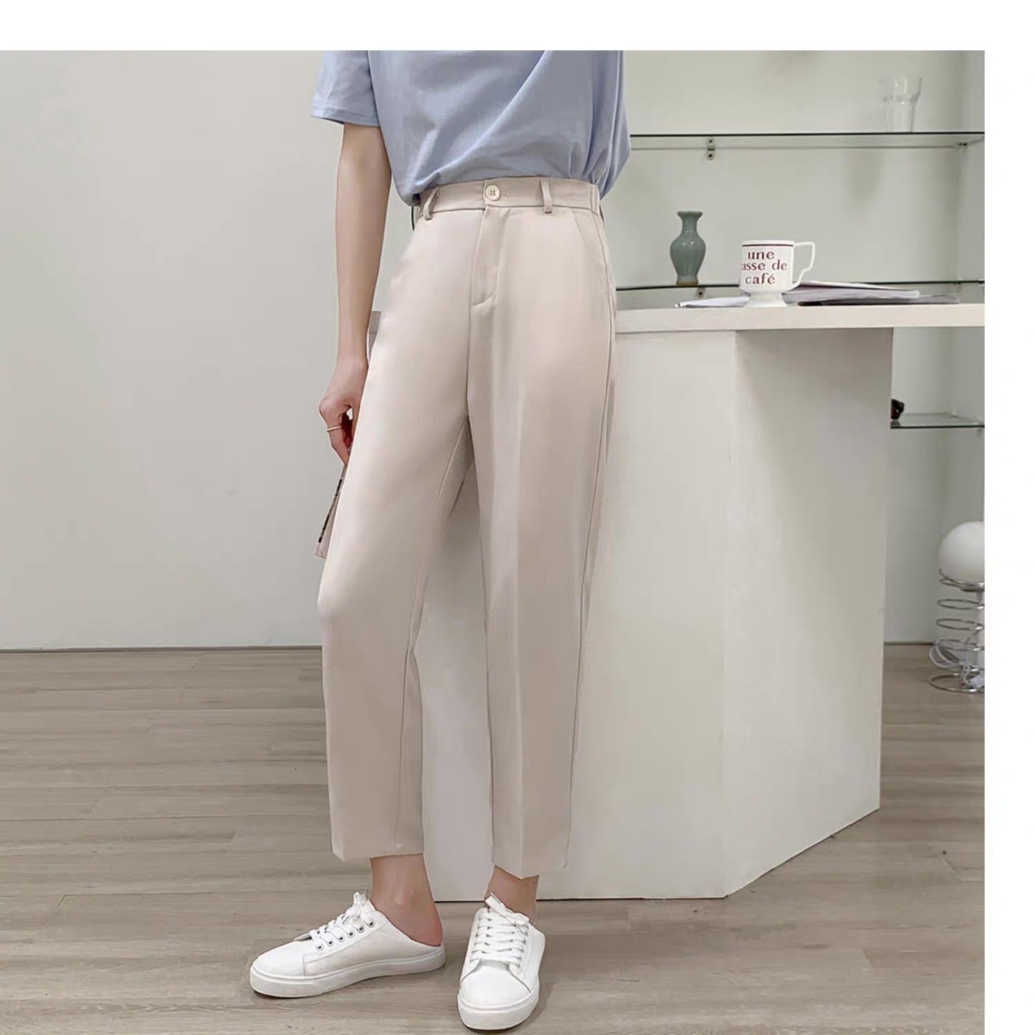 レディース パンツ ボトムス テーパードパンツ スラックス アンクル丈 フェミニン ポケット ハイウエスト コンサバ きれいめ シンプル 上品 おしゃれ メンズライク マニッシュ クール モード系