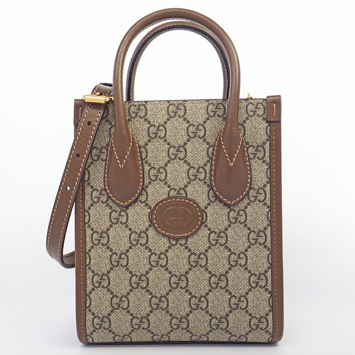 【美品】グッチ インターロッキングG 2WAY ショルダーバッグ ゴールド金具 GGスプリーム 671623180182 レディース【ハンドバッグ】