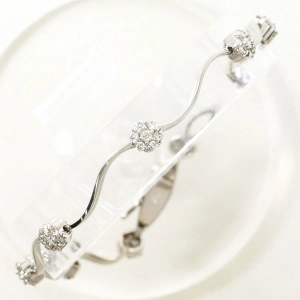 18K WG ブレスレット ダイヤ 0.64 カード鑑別書 約17cm ジュエリー 中古
