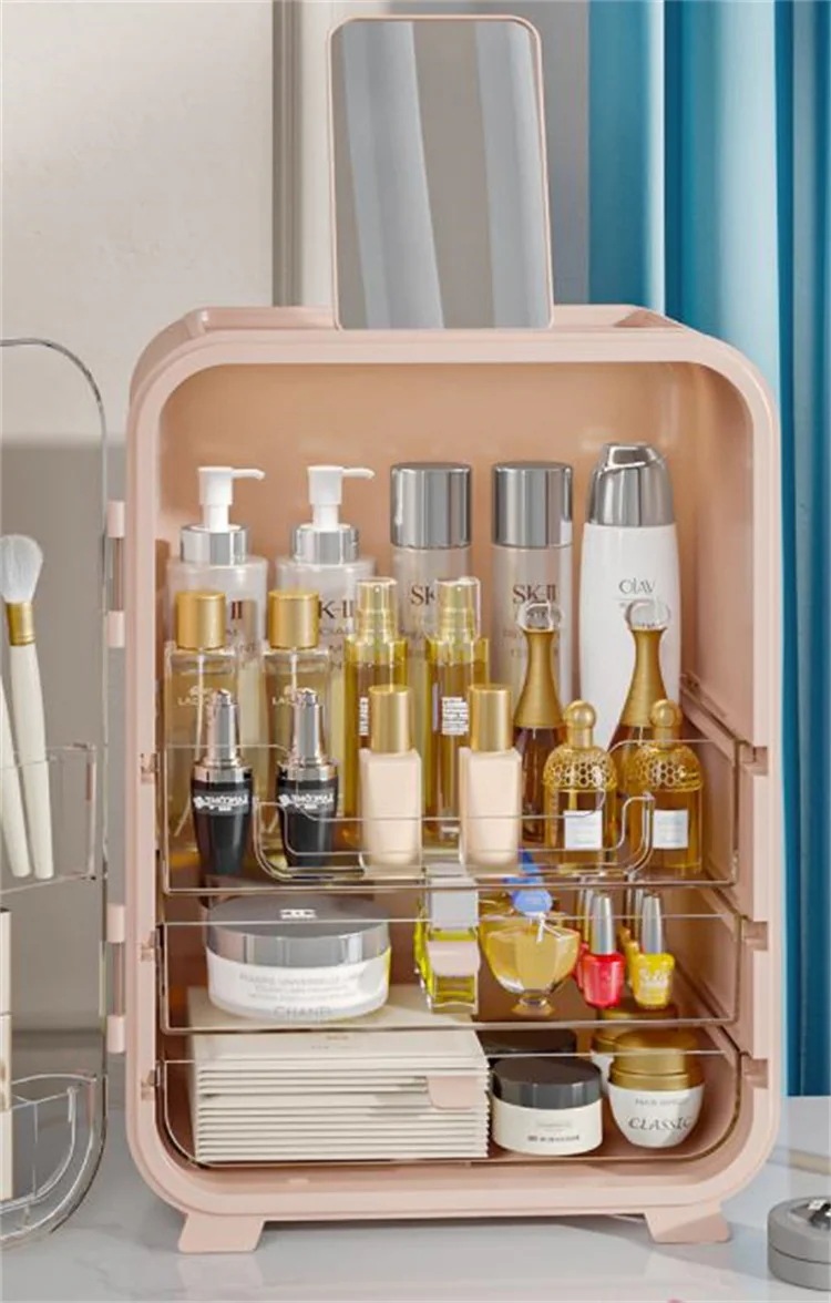 激安セール 化粧品収納ケース 大容量 天板 防水 トレンド 収納ケース 防塵 口紅 スキンケア 化粧台 LEDライト 収納便利 6,245円