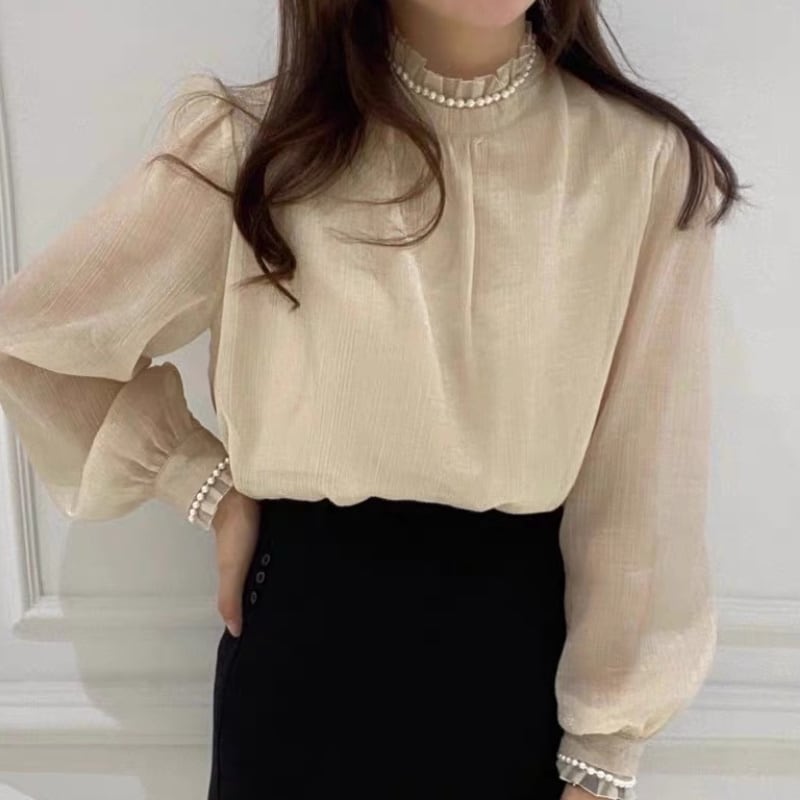 2color レディース トップス カットソー 透け感 長袖 シアー ベージュ ブラック 春 夏