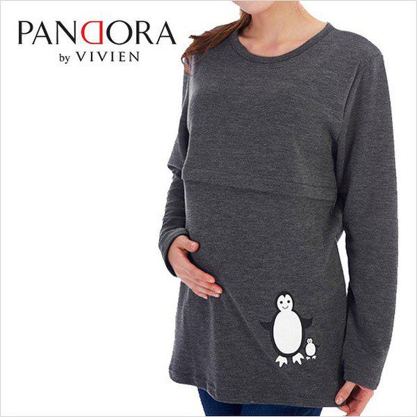 [パンドラbyマタニティウェアトップス1種(ペンギンプリント) wp1904