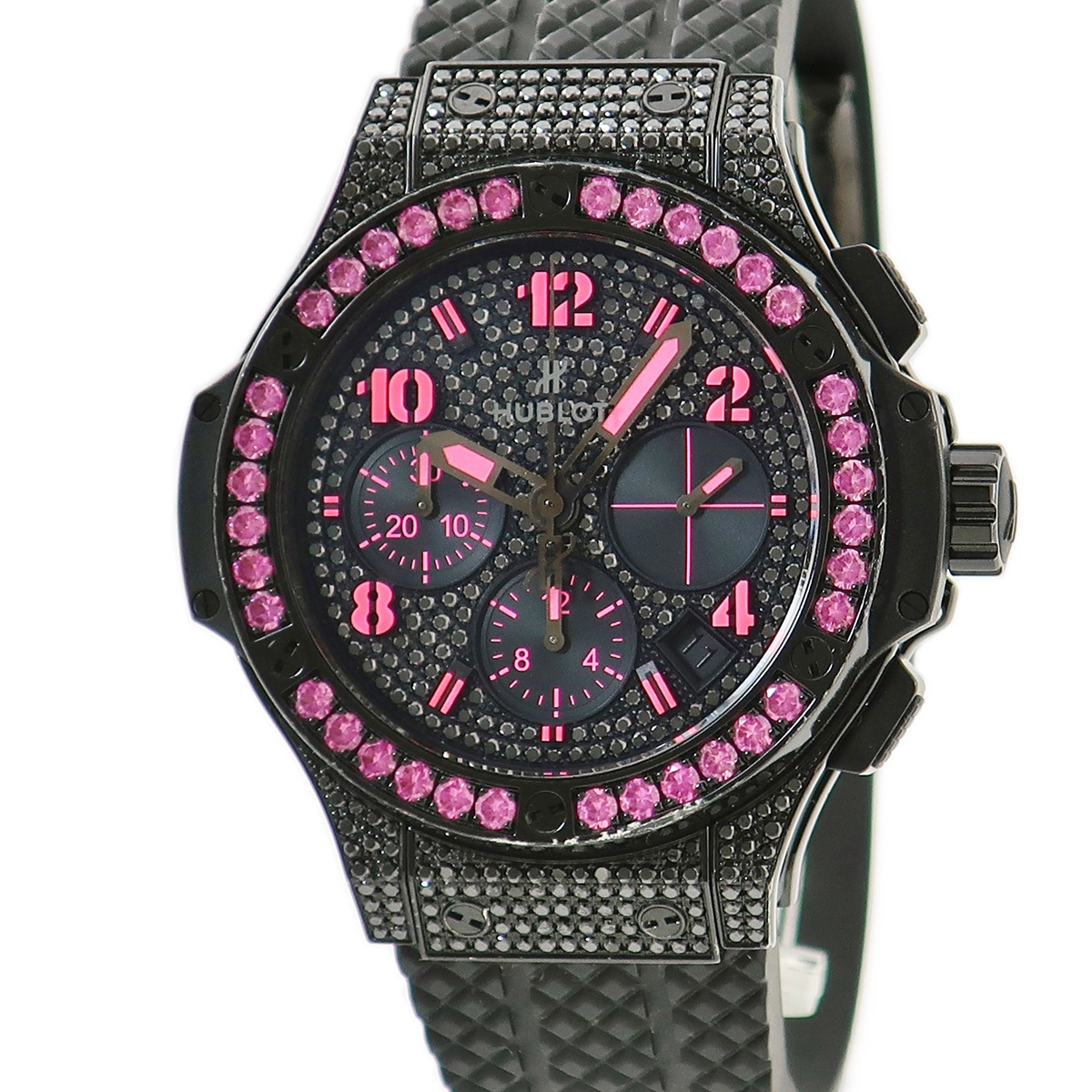 ビッグバン ブラックフロー ピンク 341.SV.9090.PR.0933 自動巻き メンズ 純正ダイヤ＆サファイア PVD 限定 3年保証