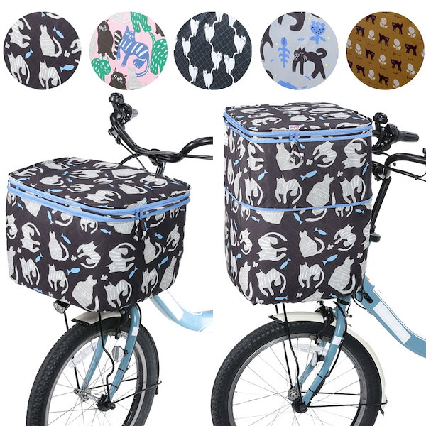 猫*様 電動自転車 シルバー 前カゴ付き Amazon | 川住製作所 2段式 前カゴカバー カバー 前 撥水 ねこ