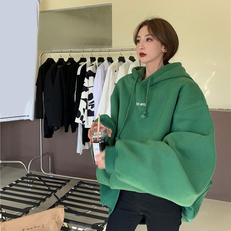 パーカー プルオーバー トップス 裏起毛 厚手 ロゴ ロング丈 チュニック オーバーサイズ フード 5,311円