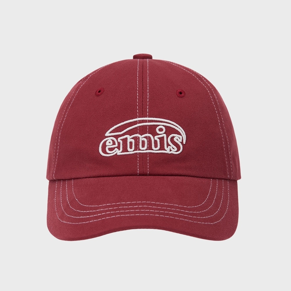 EMIS ホワイトステッチボールキャップ-レッド