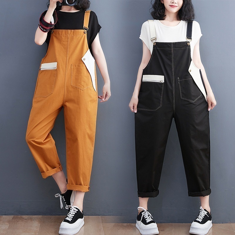 コーデ完成！サロペット日韓 大サイズ デニム サロペット ストレート ゆったり カジュアル ワイドパンツ オーバーオール デニム 無地 ズボン 薄手 ロング ノースリーブ