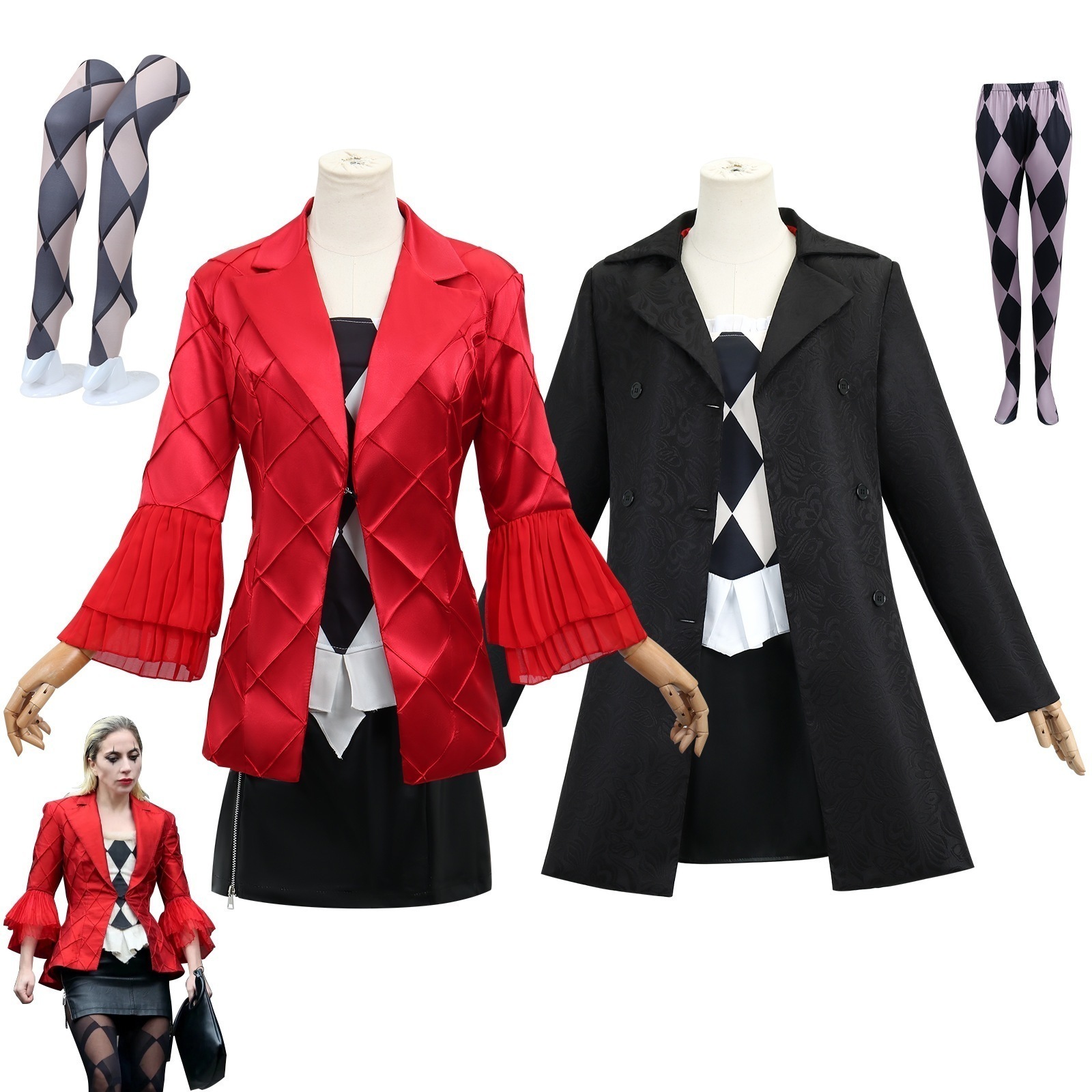 【人気爆売れ】ピエロ2cos コスプレ コスチューム小さなブス黒い赤コートコスプレ二重妄想コスプレ服